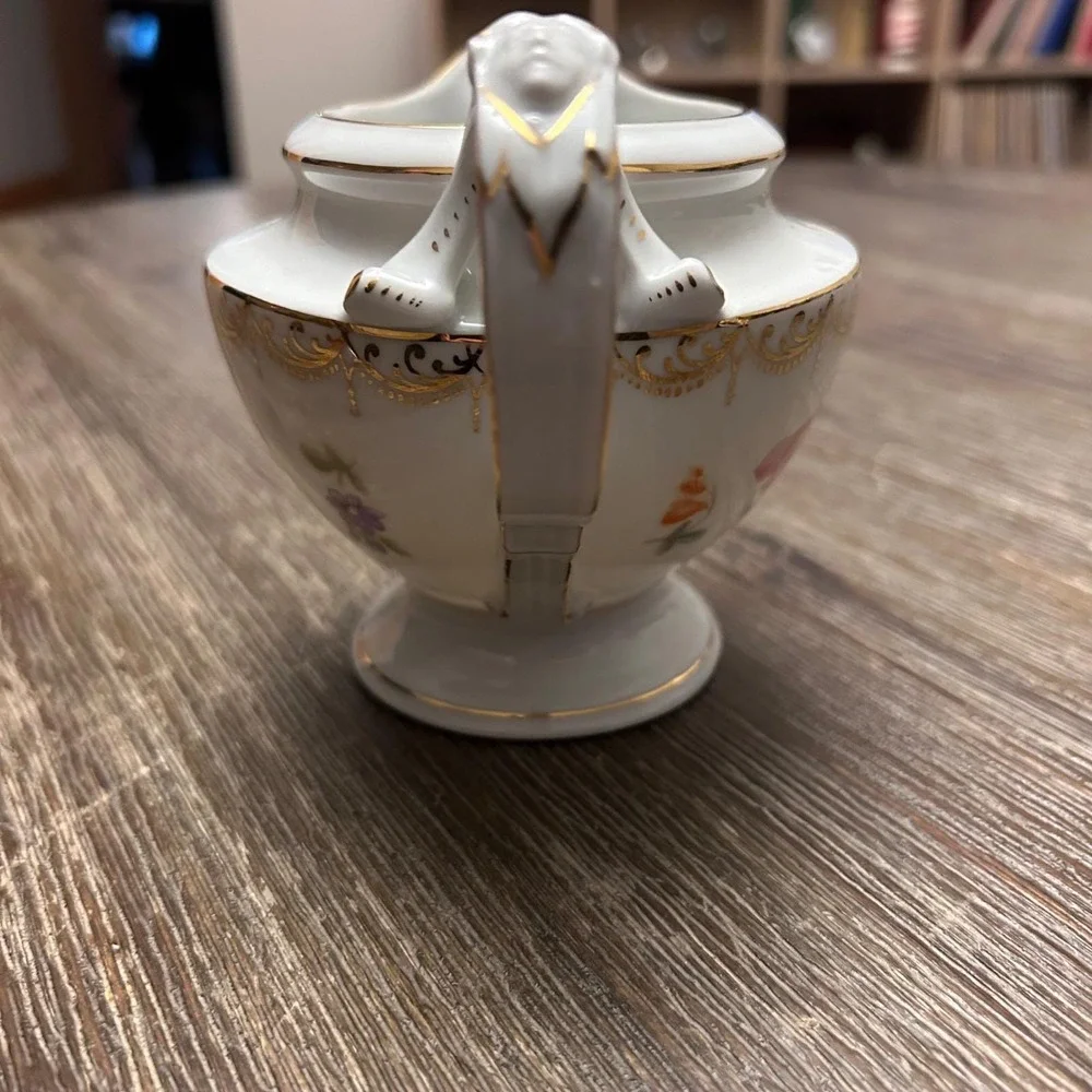 Vintage‎ porcelain Floral Creamer White Gold Gilt Rosenthal Empire
